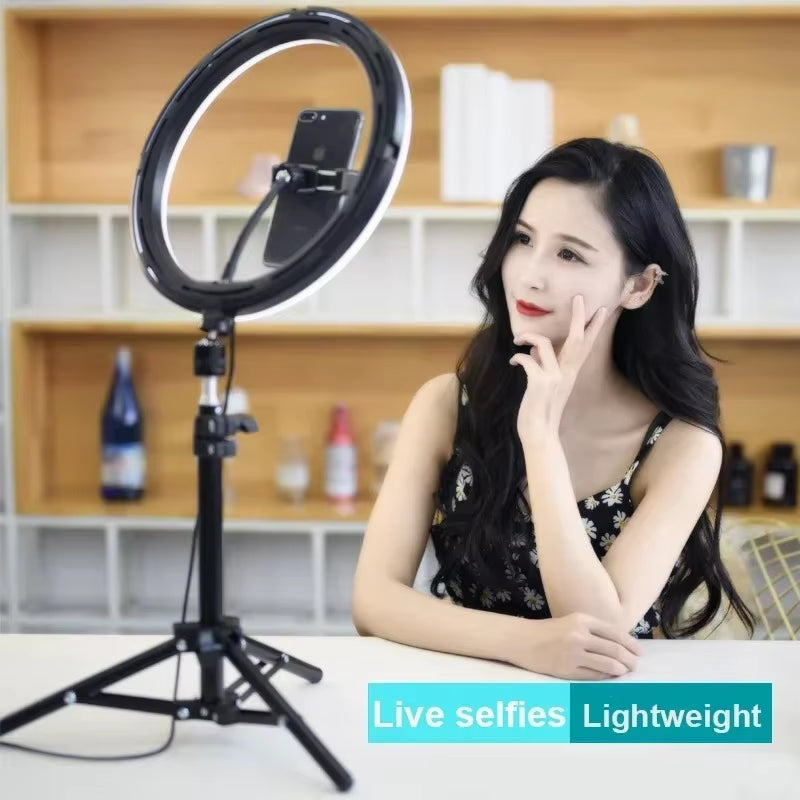 110Cm Tripod 10"LED Selfie Ring Light RGB Photography Video Light Phone Stand Fill Light Dimmable Lamp Trepied Streaming